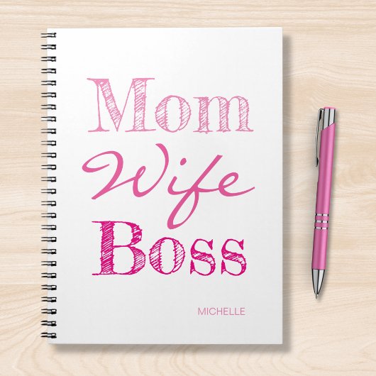 ママ妻ボスタイポグラフィ名前の追加 ノートブック