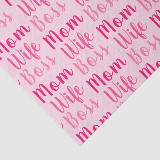 ママ妻ボスライトピンクカスタムのスクリプト可愛いモダン 薄葉紙 (詳細)