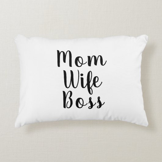 ママ妻ボス白黒カスタムスクリプトかわいい アクセントクッション (正面)