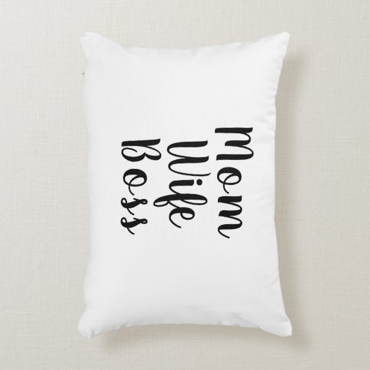 ママ妻ボス白黒カスタムスクリプトかわいい アクセントクッション (正面(垂直))