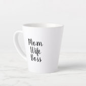 ママ妻ボス白黒カスタムスクリプト文字かわいい カフェラテマグ (左アングル)