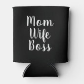 ママ妻ボス白黒カスタムスクリプト文字かわいい 缶クーラー (正面)