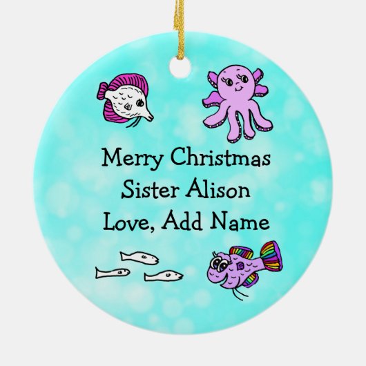 ママ姉妹ファミリークリスマスオーナメント セラミックオーナメント (裏面)