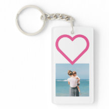 ママ家族フォトコラージピンクハートキーチェーン