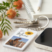 ママ家族フォトコラージュひまわり キーホルダー (正面右)