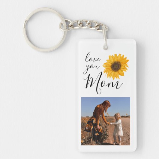 ママ家族フォトコラージュひまわり キーホルダー (正面)