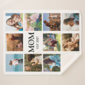 ママ家族フォトコラージュモダン シェルパブランケット (正面(横))