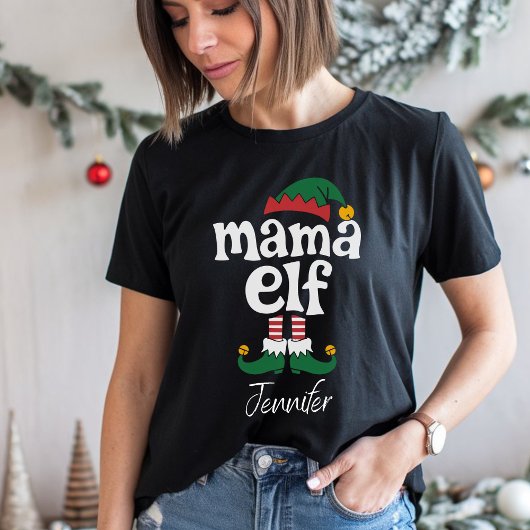 ママ小妖精や小人おもしろい小妖精や小人マッチングクリスマスプレゼント Tシャツ