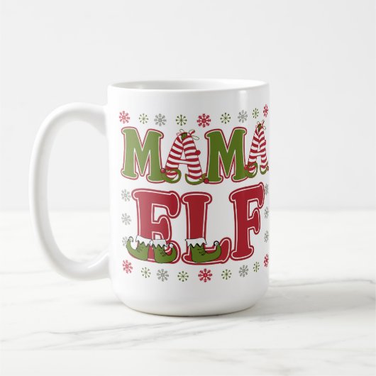 ママ小妖精や小人クリスマス コーヒーマグカップ (左)