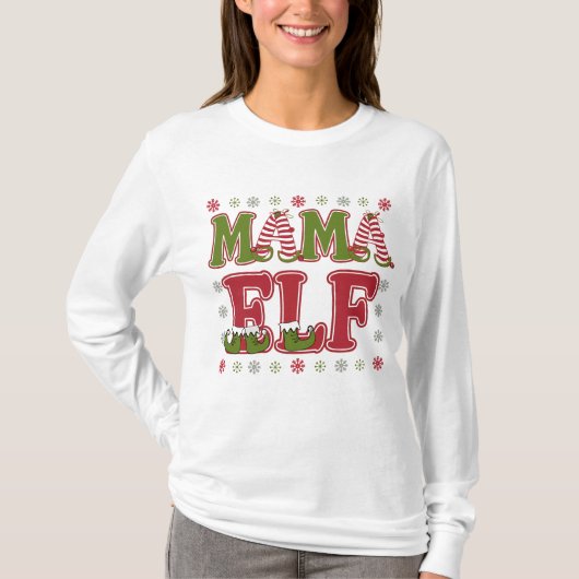 ママ小妖精や小人クリスマス Tシャツ (正面)