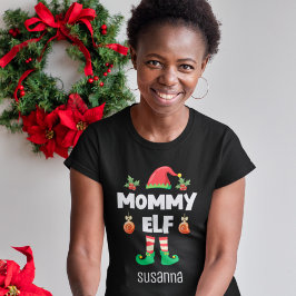 ママ小妖精や小人ファミリーのクリスマスの服装名に一致 Tシャツ