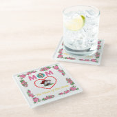 ママ引用文コースター – フローラデザイン。 ガラスコースター (アングル)