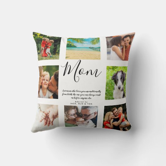 ママ引用文モダンシック写真コラージュ装飾用クッション クッション (裏面)