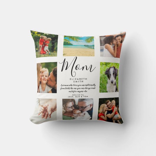 ママ引用文モダンシック写真コラージュ装飾用クッション クッション (正面)
