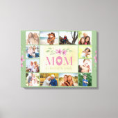 ママ引用文家族のハートグリーン12写真 キャンバスプリント (正面)