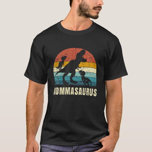ママ恐竜Mommasaurus 2 Two Kids Son Daughter Tシャツ (正面)