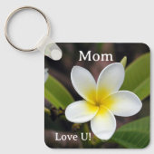 ママ愛あなたを白と黄色のフローラキーチェーン キーホルダー (正面)