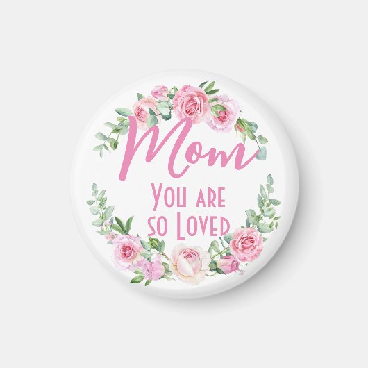 ママ愛されているフローラリースバラ マグネット (正面)