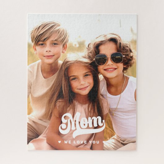 ママ愛してるよハートホワイト文字マザーズ日 ジグソーパズル (縦)