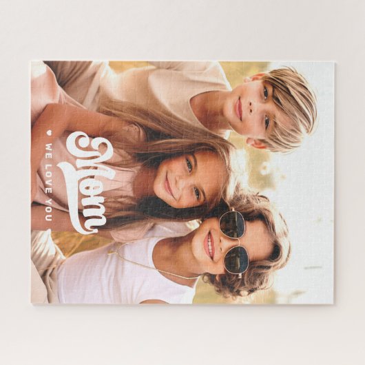 ママ愛してるよハートホワイト文字マザーズ日 ジグソーパズル (横)