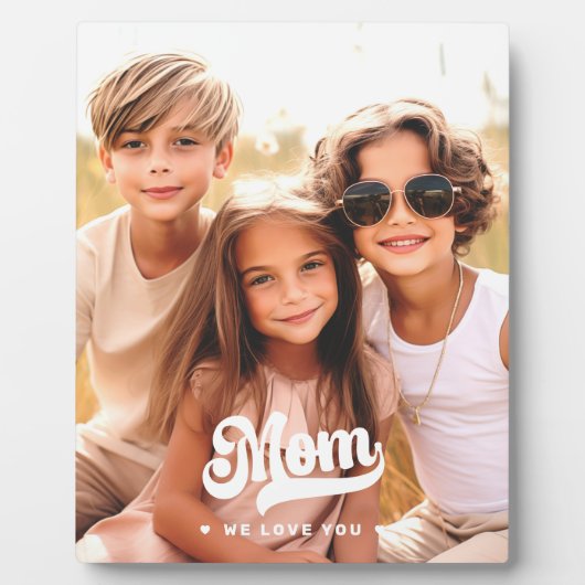 ママ愛してるよハートホワイト文字マザーズ日 フォトプラーク (正面)
