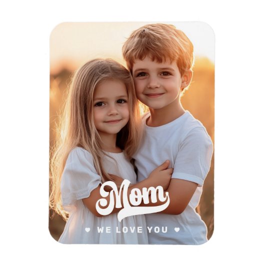 ママ愛してるよハートホワイト文字マザーズ日 マグネット (縦)