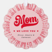 ママ愛してるよ写真ハートピンク赤ママの日 オーナメントカード (正面)