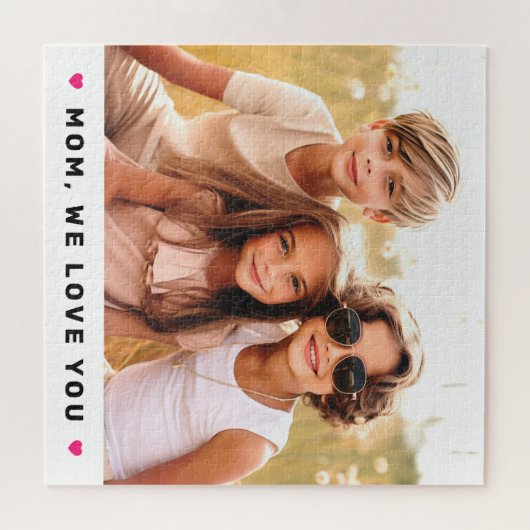 ママ愛してるよ写真ハート文字母の日 ジグソーパズル (横)