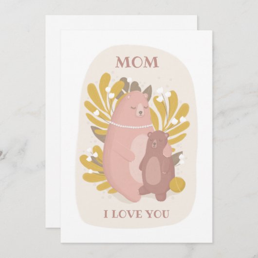 ママ愛してる。かわいいクマの動物。母の日 シーズンカード (正面/裏面)