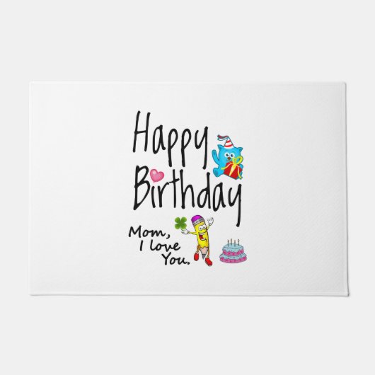 ママ愛してる。ハッピーバースデー。 ドアマット (正面)