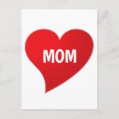 ママ愛してる、赤いハート 白 ポストカード (正面)