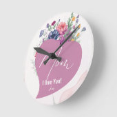 ママ愛するワイルドフラワーハート母の日 ラウンド壁時計 (傾斜)