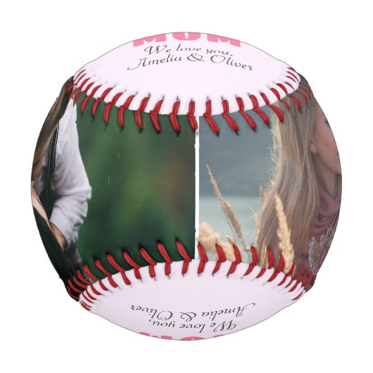 ママ最高のピンクの花のお母さんありがとうございます。写真 野球ボール (正面)