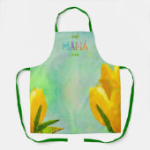 ママ最高のマは今まで!イエローチューリップオールオーバープリントエプロン エプロン (正面)