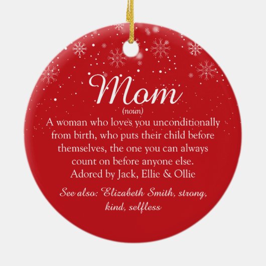 ママ母の定義フォトクリスマス セラミックオーナメント (裏面)