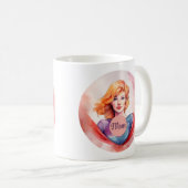 ママ母の日の美女ママと子供 コーヒーマグカップ (正面右)