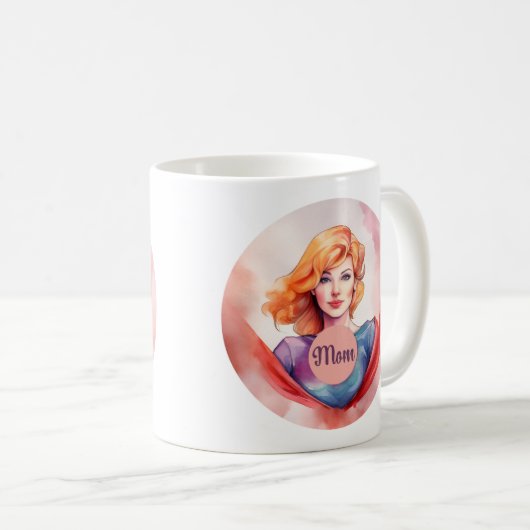 ママ母の日の美女ママと子供 コーヒーマグカップ (正面右)