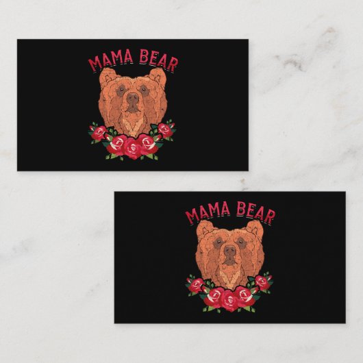 ママ母の日フローラベアファミリーバラかわいいママ 名刺 (正面/裏面)