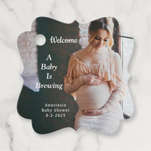 ママ母ベビー醸造ベビシャワーパーソナライズ フェイバータグ (正面)