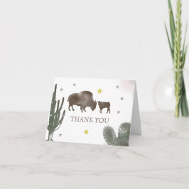 ママ水牛サボテン男の子ベイビーシャワーありがとう サンキューカード