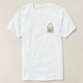 ママ水色ポケットピンクのイースターバスケット Tシャツ