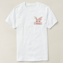 ママ水色ポケットピンクイースターバニー Tシャツ