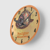 ママ消防士 ラウンド壁時計 (傾斜)