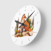 ママ狐と子どもの森の壁時計 ラウンド壁時計 (傾斜)