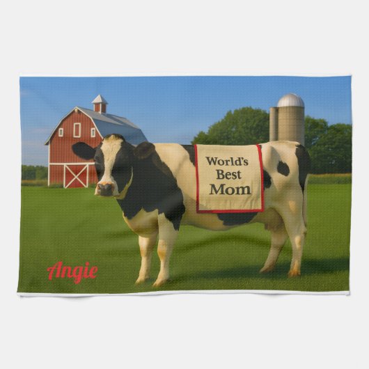 ママ用の牛キッチンタオル キッチンタオル (横)
