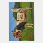 ママ用の牛キッチンタオル キッチンタオル (縦)