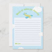 ママ用の飛行機ベビーシャワーアドバイス 招待状 (正面)
