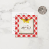ママ用シャワーインサート用の赤いギンガムアドバイス ノートカード (正面/裏面インサイチュ)