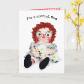 ママ用デイジーブーケ付きラグドール カード (黄色い花)