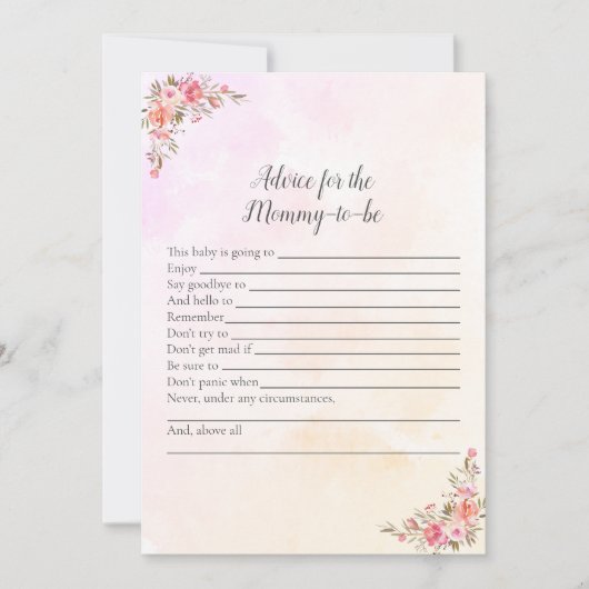 ママ用象ベビーシャワーアドバイス 招待状 (正面)